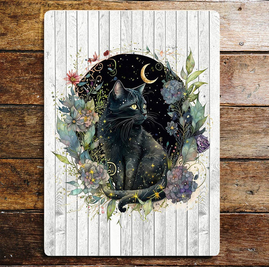 Black Cat Enchanted | Metal Sign Plaque
