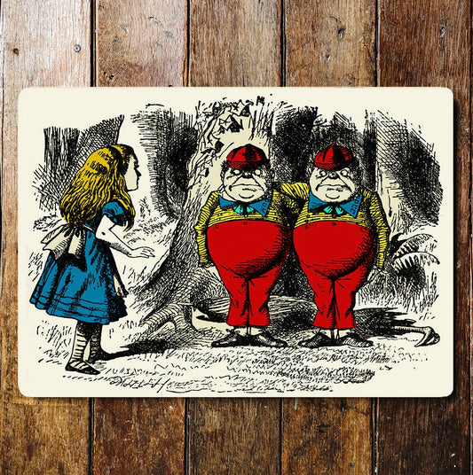 Alice in Wonderland Tweedle Dee art | Metal Sign Plaque