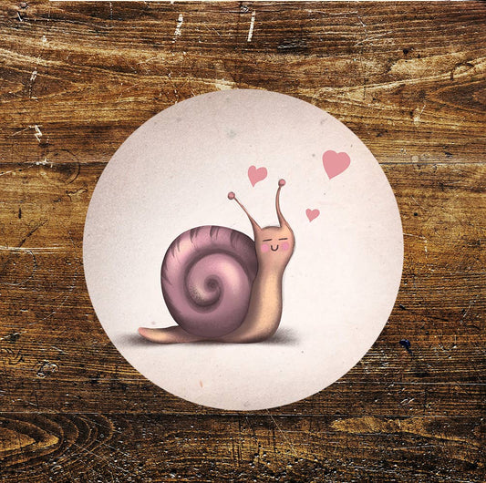 Snail Heart Romantic Love Circle Metal Sign