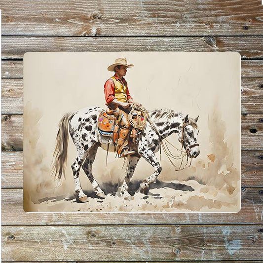Riding A Horse Cowboy Western Metal Sign Plaque