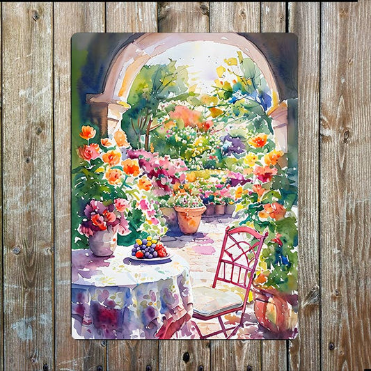 Vibrant Garden Sunlight | Watercolour | Metal Sign Plaque