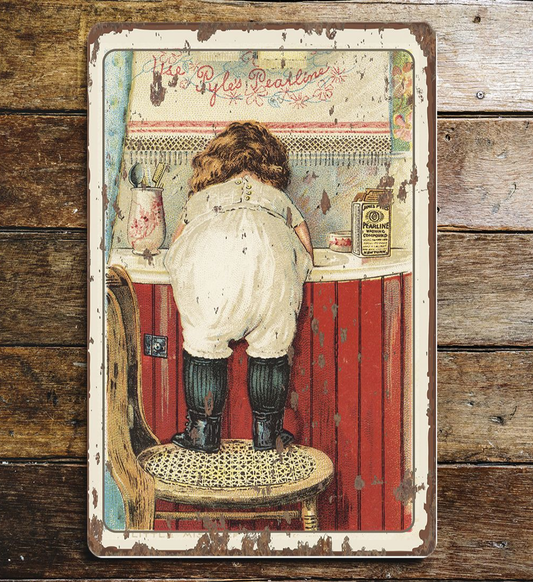Victorian Vintage Bathroom Child | Metal Sign Plaque