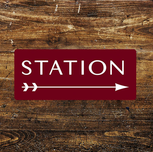 Station With Arrow - | Metal Sign
