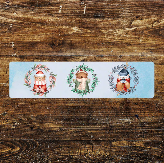 Winter Bears Wreaths Christmas Metal Sign Plaque