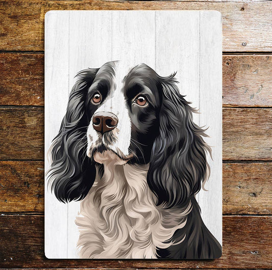 Black & White Springer Spaniel Art | Metal Sign Plaque
