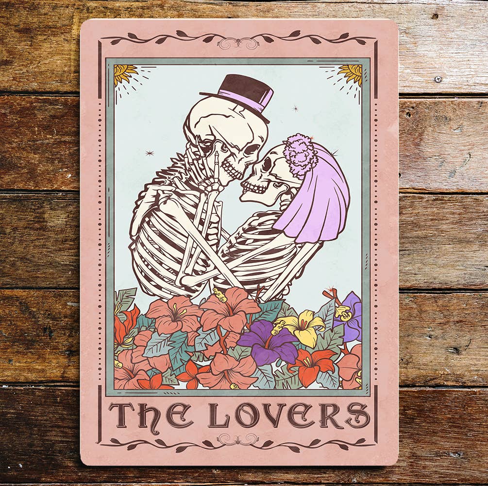 The Lovers Tarot Spiritual Art Metal Sign Plaque (Cop