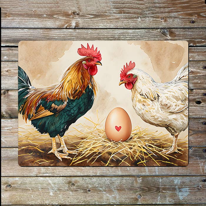 Chicken Rooster Egg Watercolour Spring | Metal Sign Plaque