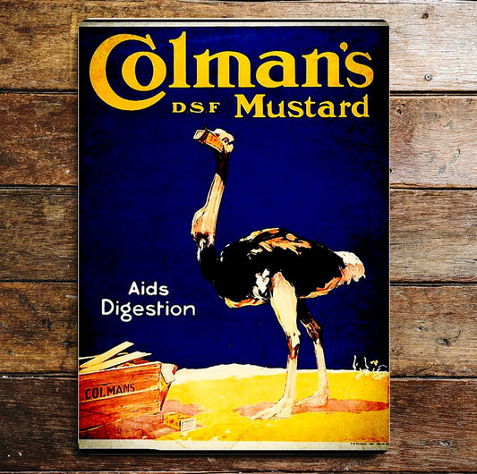 Colmans Mustard ostrich | Metal Advertising Wall Sign