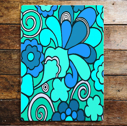 Retro 60 Pattern Blue Metal Wall Sign Plaque