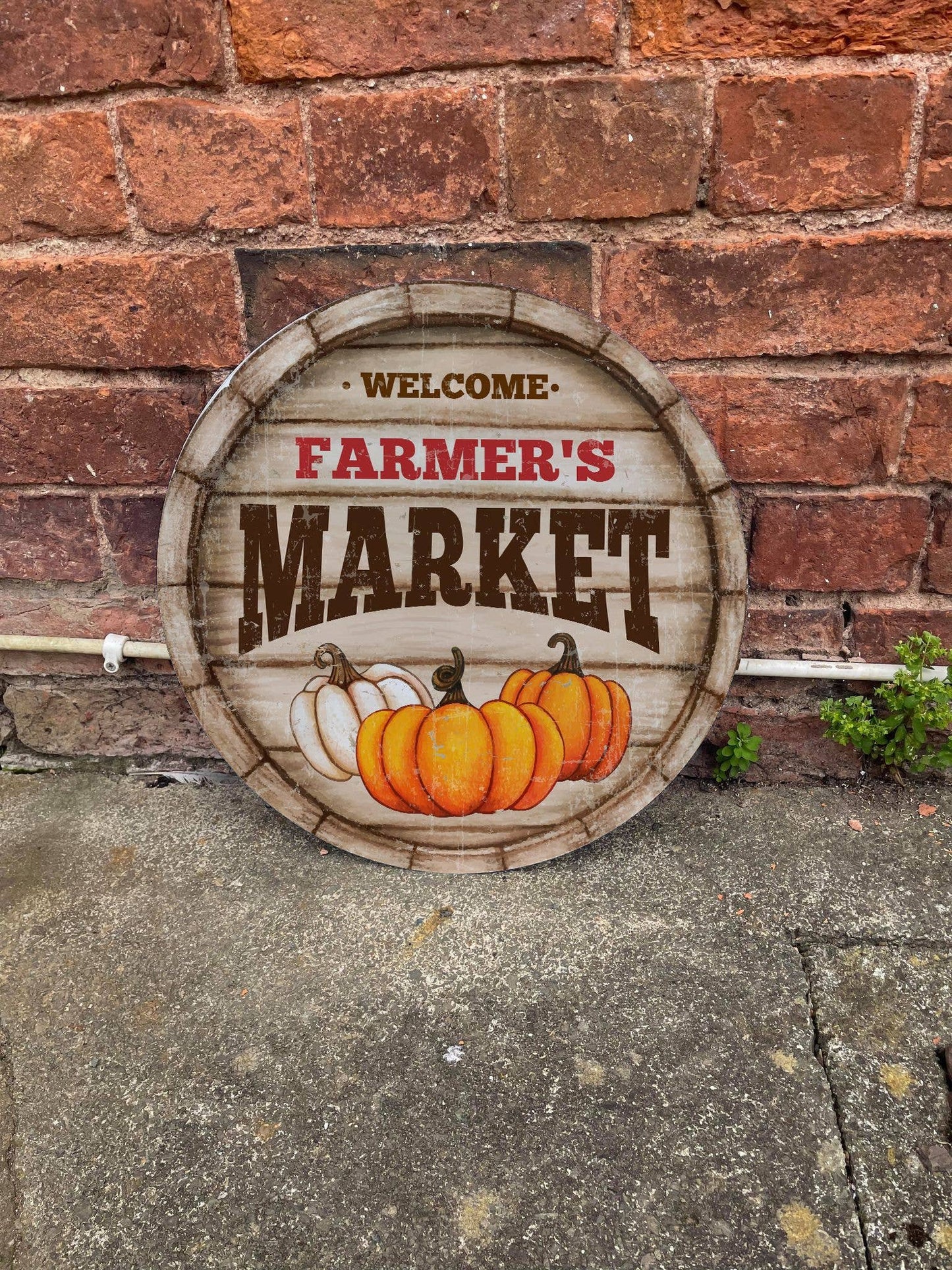 Farmers Market Circle Metal Sign