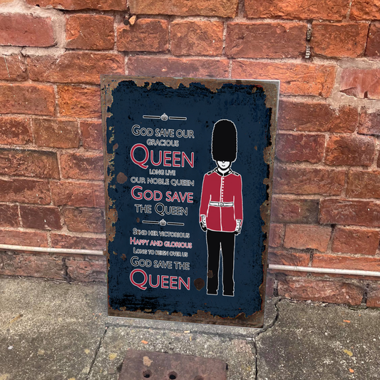 God save the Queen Elizabeth II England British | Metal Sign