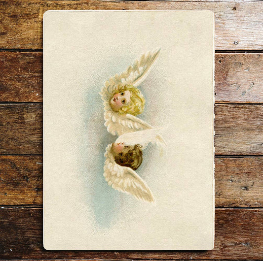 Two Angels Cherubs Wings Cute  | Metal Wall Sign