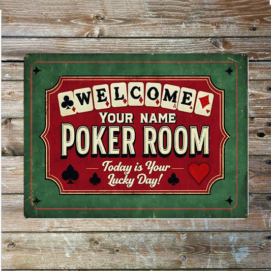 Poker Room Name Custom Personalised Metal Wall Sign