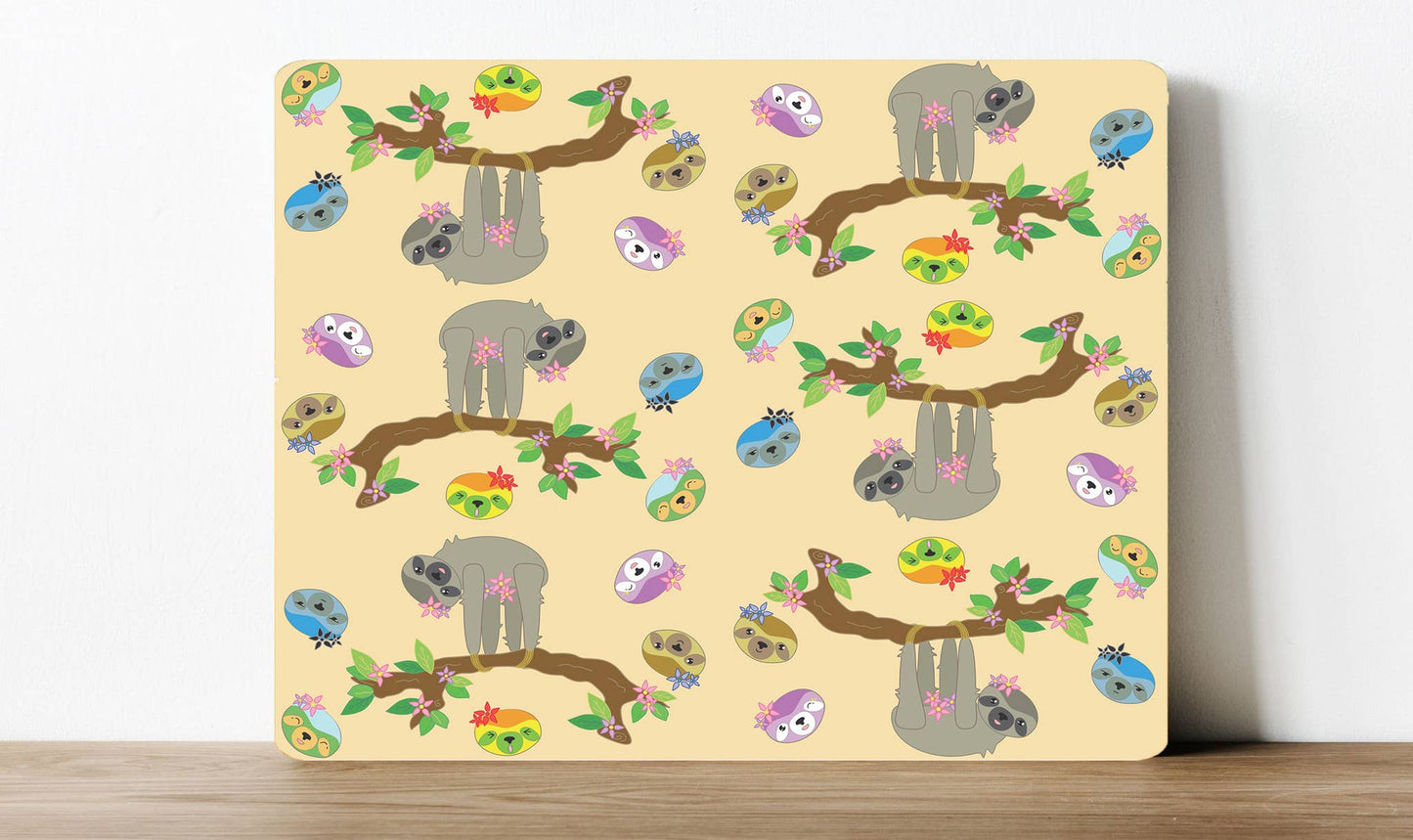 Kids sloth art print Children's Cute Funn | Metal Sign Plaque