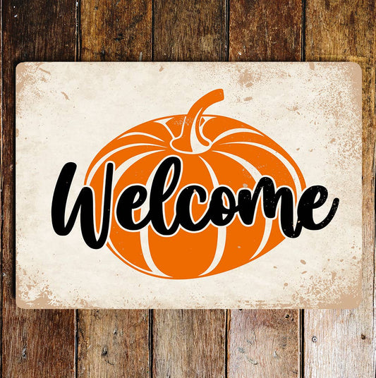 Welcome pumpkin | Metal Wall Sign Plaque
