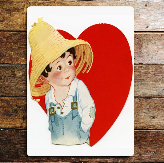 Love Hearts Valentine Cute Little Boy | Metal Sign Plaque