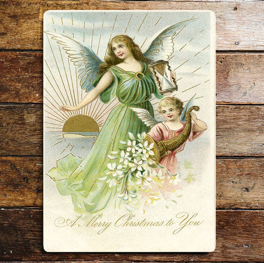 A Merry Christmas to You Angel Wall | Metal Sign Plaque