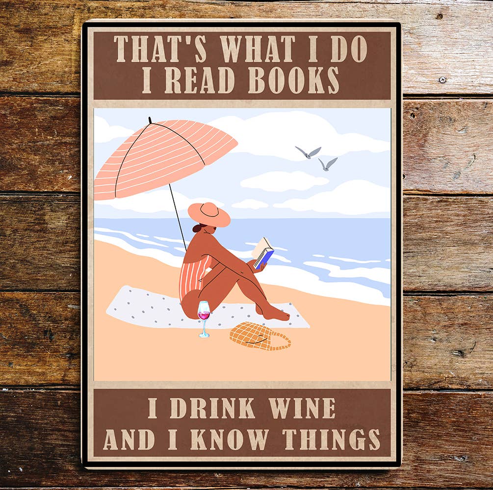 Books Wine Good Life lifestyle Art | Metal Sign Plaque