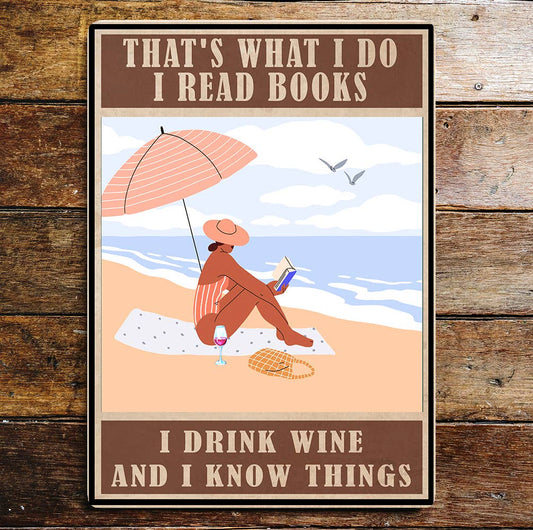 Books Wine Good Life lifestyle Art | Metal Sign Plaque