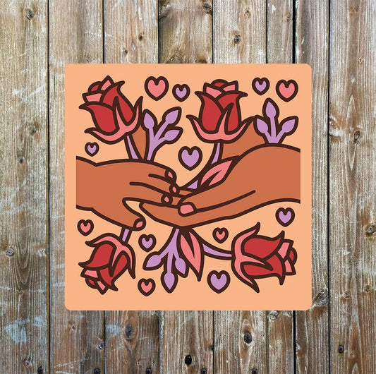 Happy Mother's Day Flowers hands | Metal Sign Plaque Square