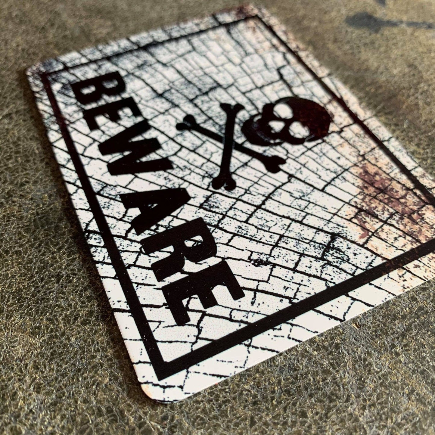 Skull Beware Metal Sign Plaque