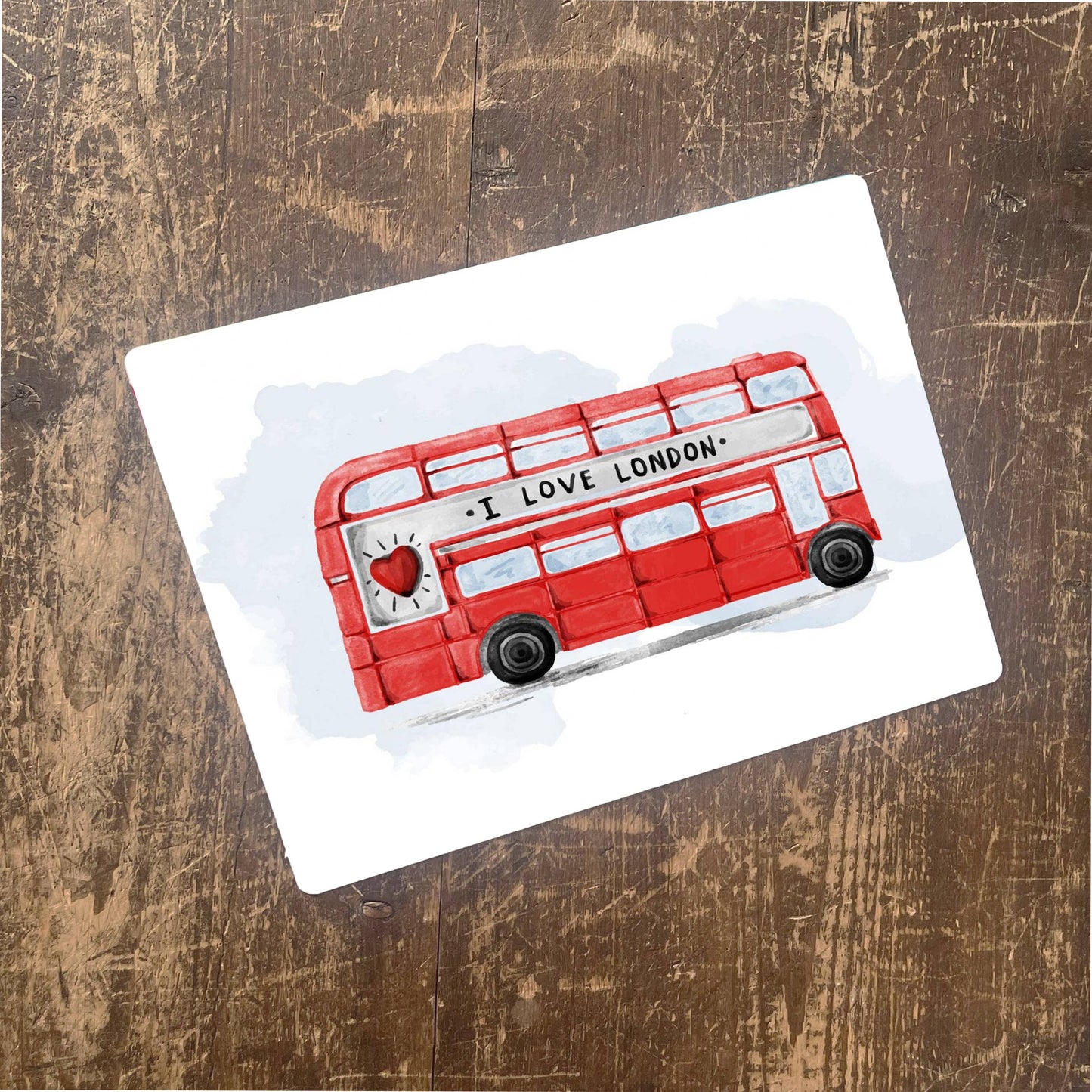 London Bus Watercolour | Metal Advertising Wall Sign