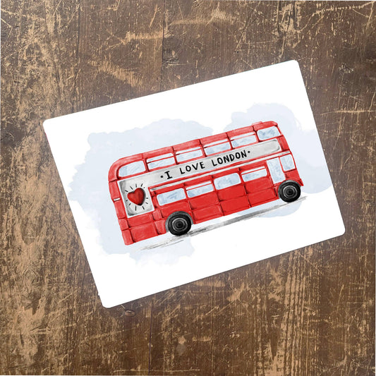 London Bus Watercolour | Metal Advertising Wall Sign