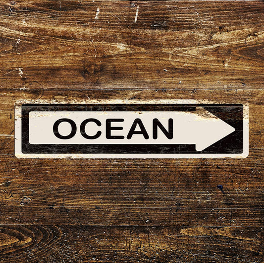 Ocean Sign Metal Long Sign Plaque