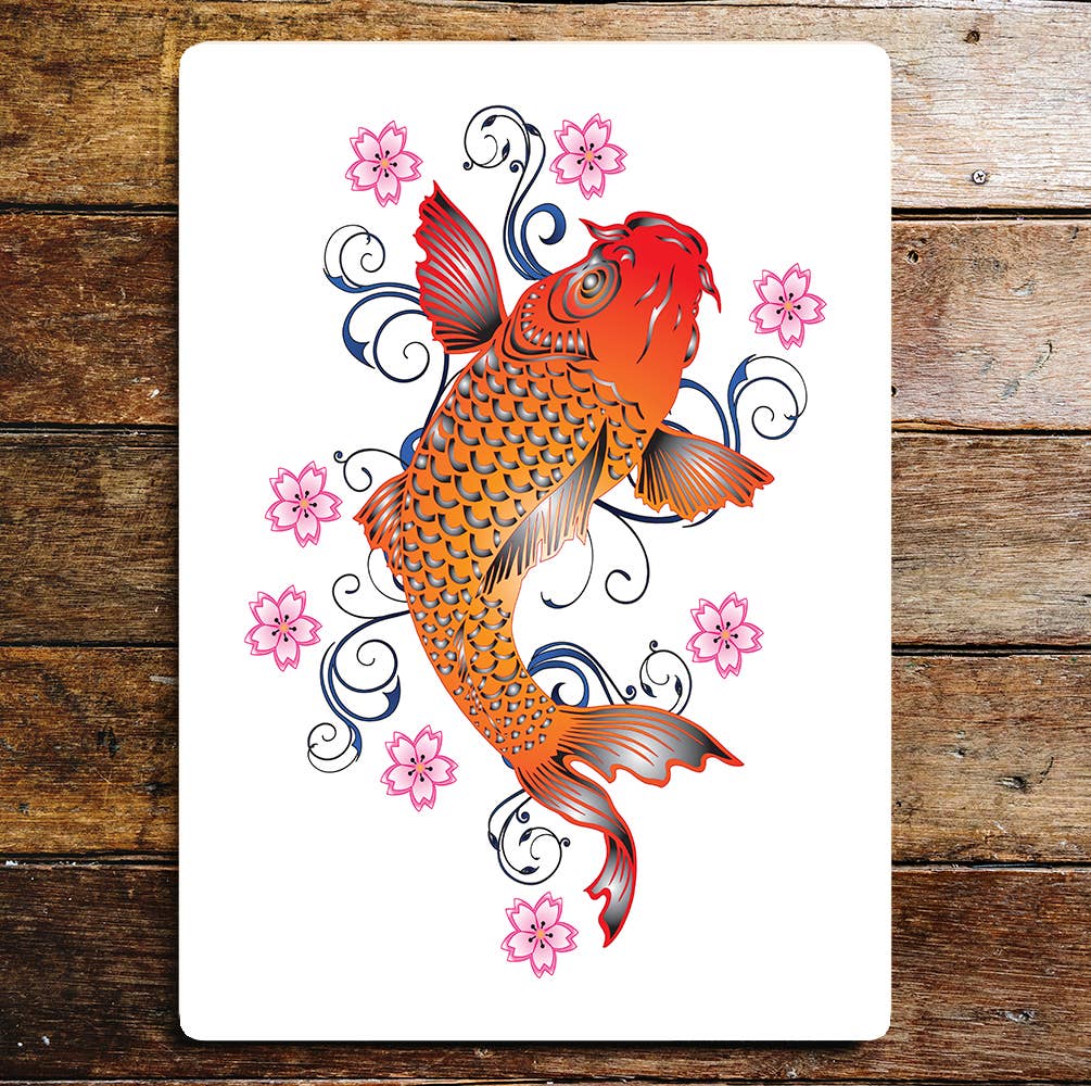 Japanese Style Art Koi Carp | Metal Sign Plaque