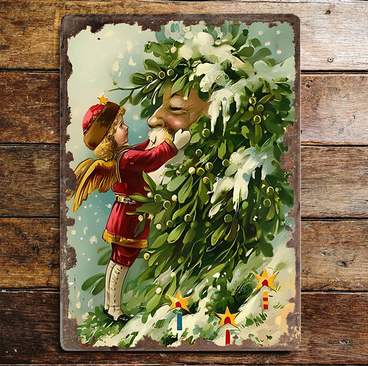 Vintage Santa Fairy Christmas | Metal Vintage Wall Sign
