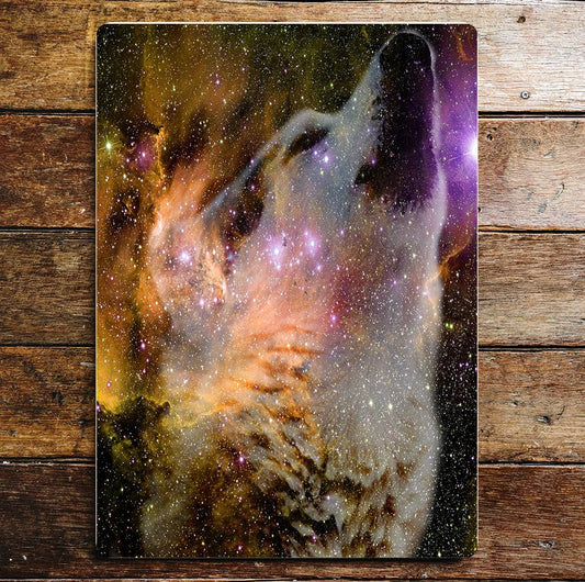 Wolf In Stars At Night Sky | Metal Sign Plaque