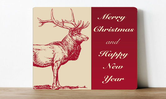 Deer Christmas Happy New Year | Metal Sign Plaque