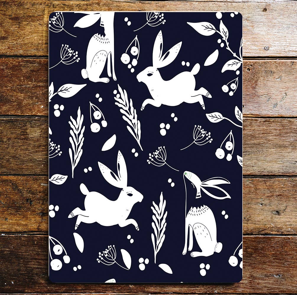 Hare rabbit leaves pattern | Metal Sign plaque