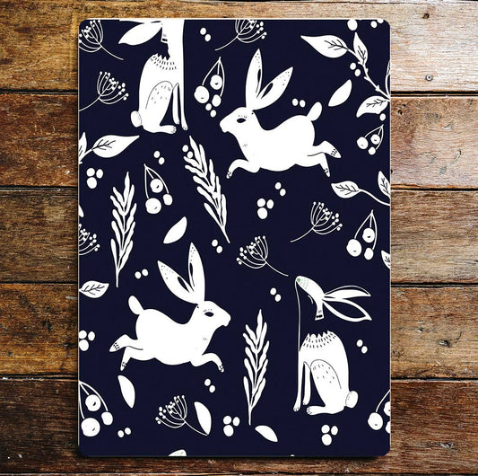 Hare rabbit leaves pattern | Metal Sign plaque