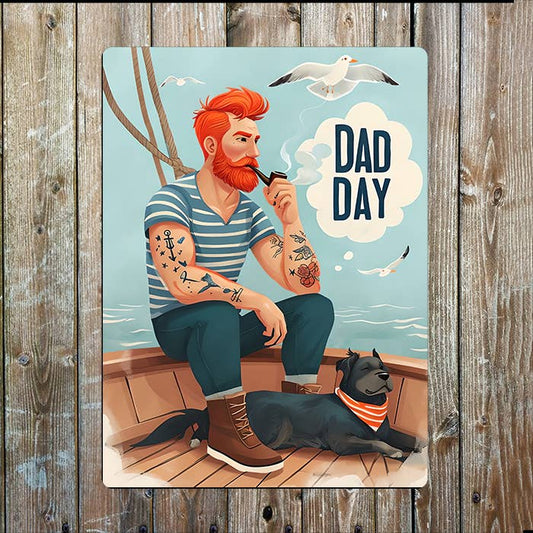 Dad Day Fishing Boat At Sea Nautical | Metal Sign Plaque