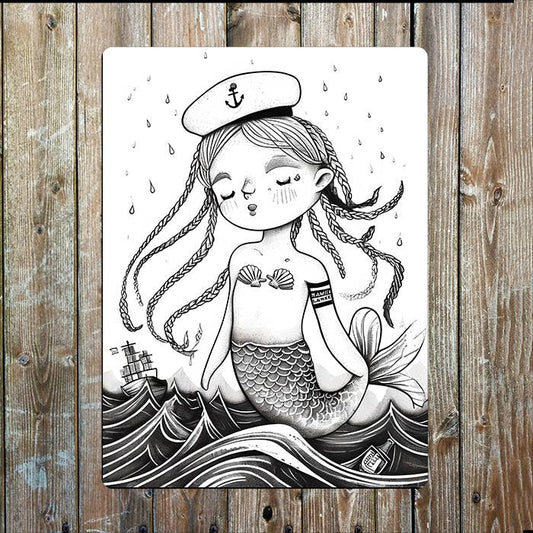 Mermaid sailor Arrow Seas Nautical | Metal Sign Plaque