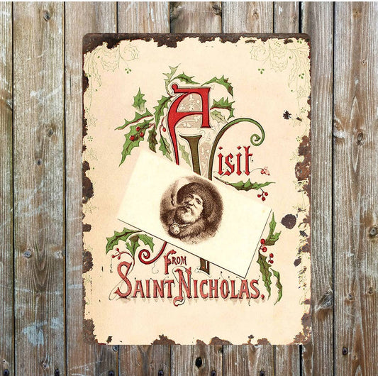 Christmas A Visit From Saint Nicolas | Metal Sign Plaque
