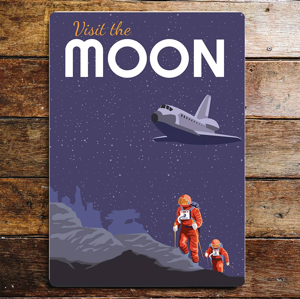 Moon spaceman astronaut Art | Metal Sign Plaque