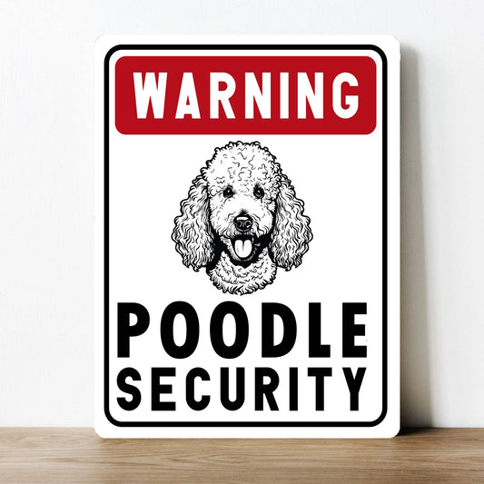 Poodle Security Warning Dog Metal Wall Sign