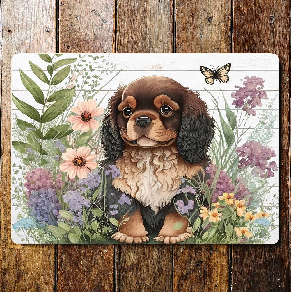 King Charles Spaniel Puppy in Nature | Metal Sign Plaque
