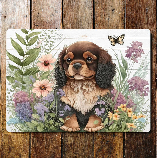 King Charles Spaniel Puppy in Nature | Metal Sign Plaque
