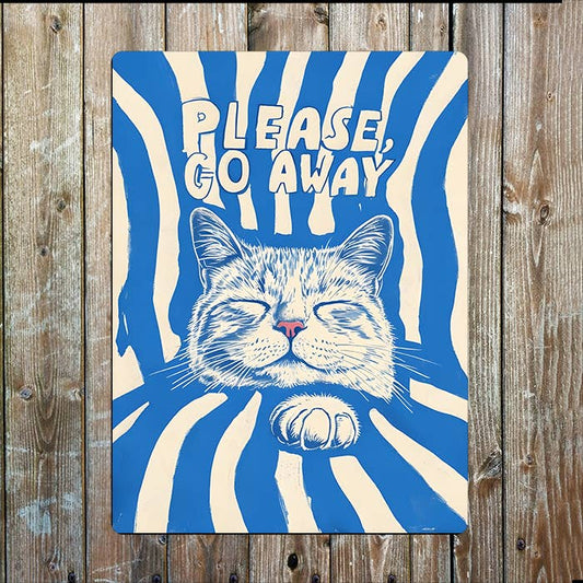 Please Go Away | Cat Nap Sleeping Bedroom Metal Sign Plaque