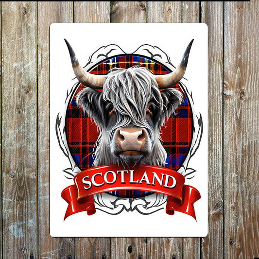 Highland Cow Tartan | Scottish Scotland | Metal Sign Plaque