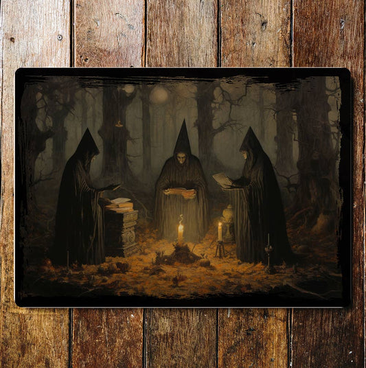 Halloween Spooky Witch Landscape | Metal Sign Plaque