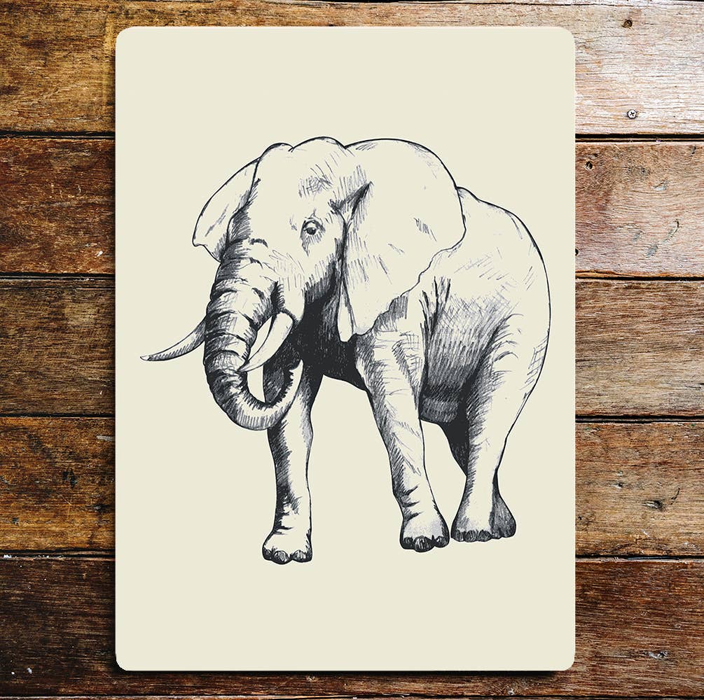 Elephant drawing wall art | Metal Sign Plaque