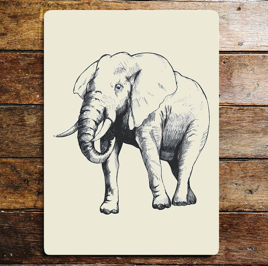 Elephant drawing wall art | Metal Sign Plaque