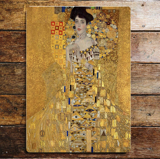 Vintage Lady Abstract Dress, Yellow | Metal Sign Plaque
