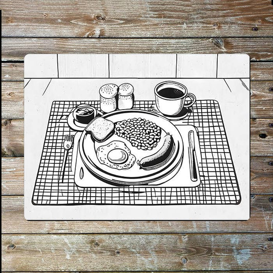 Line Drawing Full English Breakfast | Metal Sign Plaque