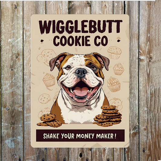 Wigglebutt Cookies Treats Bulldog | Metal Sign Plaque