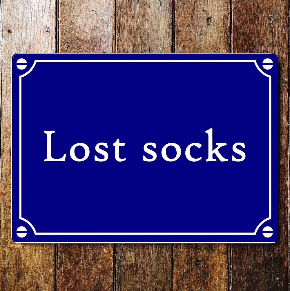 Lost Socks Blue Art Sign Plaque